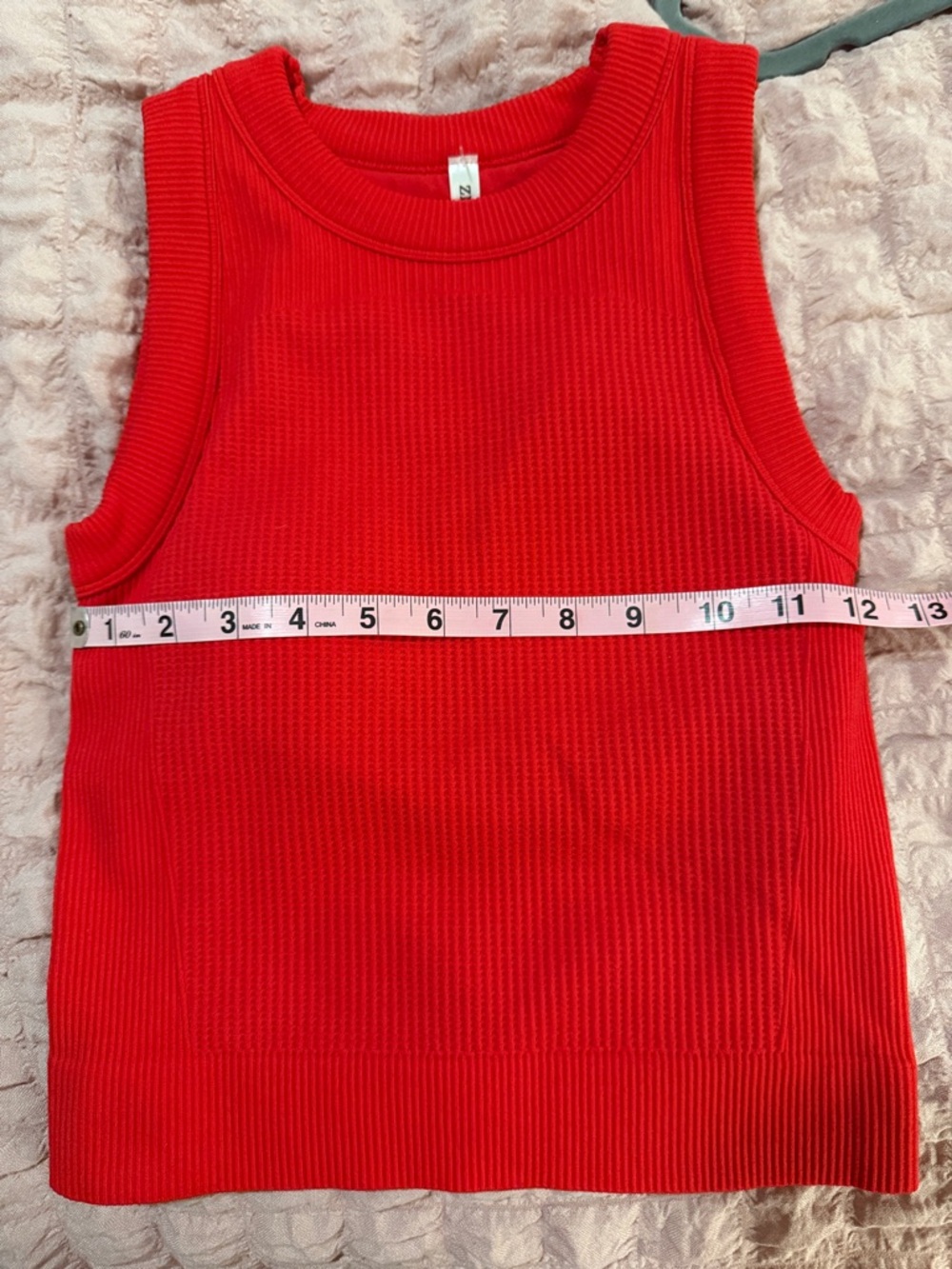 Zenana Outfitters Red Ribbed Sleeveless Tank, built in bra with pads. - Picture 4 of 6